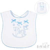 P3617-B: Blue Rocking Horse Velcro Bib